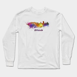 Orlando skyline in watercolor Long Sleeve T-Shirt